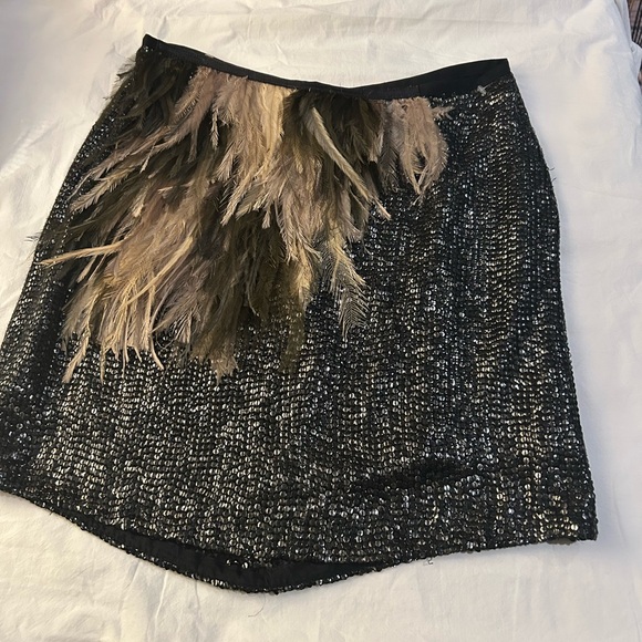 J CREW COLLECTION Naomi Feather Sequin Embellished SILK Mini Skirt 0 - Picture 13 of 15